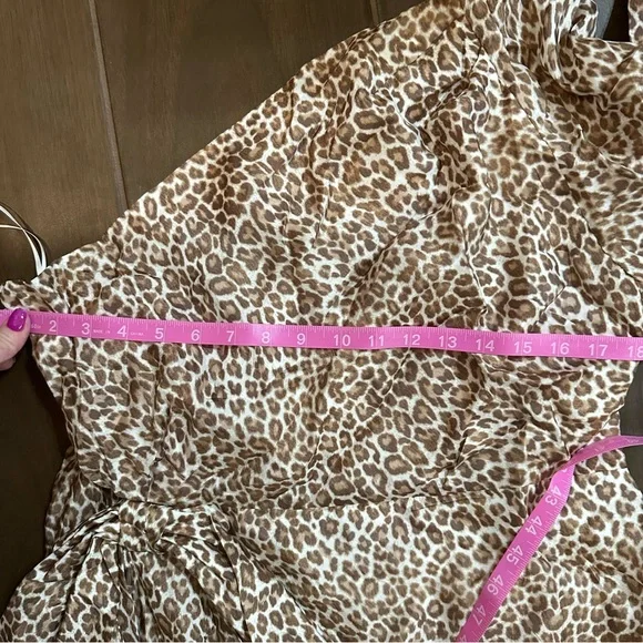 NWT J. Crew Collection Leopard Print One-Shoulder Ruffle Hem Midi A-Line Dress - Picture 15 of 17